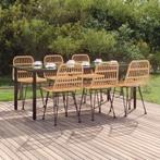 vidaXL 7-delige Tuinset poly rattan, 6 zitplaatsen, Nieuw, Tuinset, Verzenden
