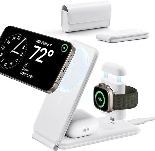 3-in-1 Magsafe Oplader - Opvouwbare Reislader geschikt voor, Telecommunicatie, Mobiele telefoons | Telefoon-opladers, Nieuw, Verzenden