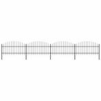 vidaXL Tuinhek met speerpunt staal 714,5x125 cm zwart, Tuin en Terras, Schuttingen, Verzenden, Nieuw, IJzer, 1 tot 2 meter