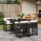 vidaXL 5-delige Tuinset met kussens poly rattan zwart, 4 zitplaatsen, Nieuw, Tuinset, Verzenden