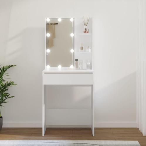 vidaXL Kaptafel met LED-verlichting 60x40x140 cm wit, Huis en Inrichting, Tafels | Salontafels, 50 tot 100 cm, Nieuw, Overige houtsoorten