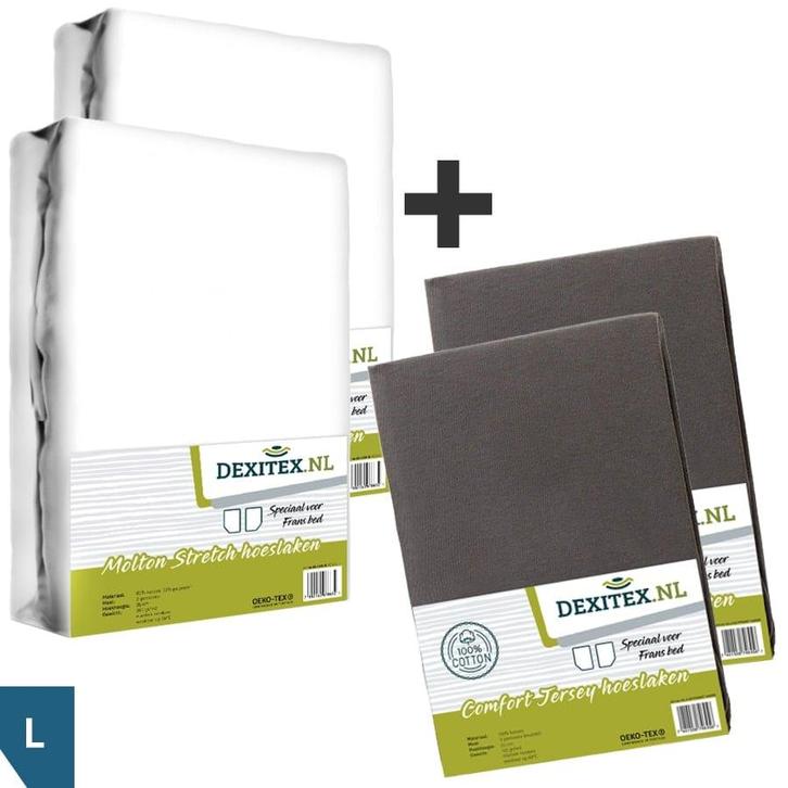 Textielpakket Frans bed - 2 moltons met 2 hoeslakens - links, Huis en Inrichting, Slaapkamer | Beddengoed, Hoeslaken of Sloop