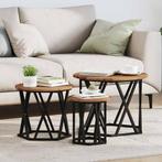 vidaXL Nestbare Bijzettafel 3 pcs Oud hout 53 x 53 x 40 cm, Verzenden, Rond, Nieuw, 50 tot 100 cm