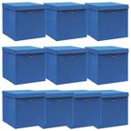 vidaXL Opbergboxen met deksel 10 st 32x32x32 cm stof blauw, Huis en Inrichting, Verzenden, Nieuw