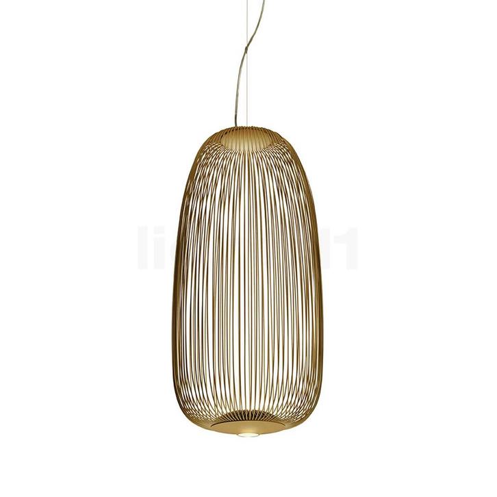 Foscarini Spokes 1 Hanglamp LED, goud - schakelbaar, Huis en Inrichting, Lampen | Hanglampen, Nieuw, Verzenden