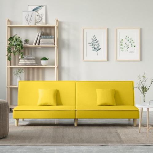 vidaXL Slaapbank stof lichtgeel, Huis en Inrichting, Banken | Bankstellen, Nieuw, 200 tot 250 cm, Stof, Verzenden
