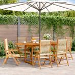 vidaXL 7-delige Tuinset polypropeen en massief hout beige, Verzenden, Nieuw, Hardhout, Tuinset