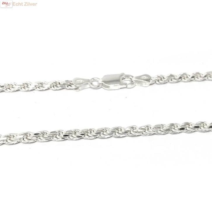 Zilveren rope ketting 45 cm 3 mm, Sieraden, Tassen en Uiterlijk, Kettingen, Nieuw, Verzenden