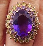 Zonder Minimumprijs - Ring - 9 kt. Roségoud, Zilver Amethist, Nieuw