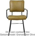 Set van 6 Olijfgroene leren industriële design eetkamerstoel, Huis en Inrichting, Stoelen, Overige kleuren, Nieuw, Ophalen of Verzenden