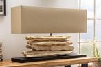 Handgemaakte tafellamp RIVERINE 80 cm beige basis van, Huis en Inrichting, Lampen | Tafellampen, Ophalen of Verzenden, Nieuw