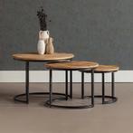 Salontafel Mangohout S Ula XL Set Van 3, Huis en Inrichting, Tafels | Salontafels, Verzenden, Nieuw, Industriële meubels, Overige vormen