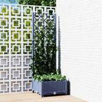 vidaXL Plantenbak met trellis blauwgrijs 40x40x121,5 cm PP, Tuin en Terras, Bloembakken en Plantenbakken, Verzenden, Nieuw, Kunststof