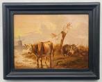 Albertus Verhoesen (1806-1881) - Landschap met koeien, Antiek en Kunst