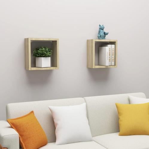 vidaXL Wandschappen kubus 2 st 30x15x30 cm sonoma, Huis en Inrichting, Woonaccessoires | Wandplanken en Boekenplanken, Nieuw, Verzenden