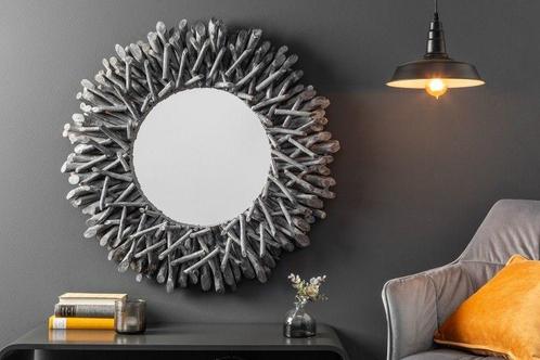 Handgemaakte teakhouten spiegel RIVERSIDE 80cm grijs, Huis en Inrichting, Woonaccessoires | Spiegels, Ophalen of Verzenden