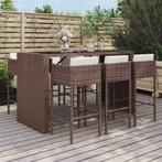 vidaXL 7-delige Tuinbarset met kussens poly rattan bruin, Verzenden, Nieuw, Rotan, 7 zitplaatsen