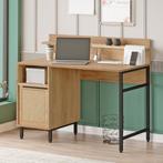 Bureau Kvænangen 120x60x100 cm eikenkleurig zwart rotan look, Verzenden, Nieuw