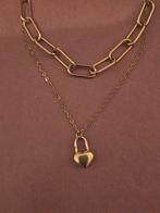 Ketting met hart slot, Sieraden, Tassen en Uiterlijk, Armbanden, Ophalen of Verzenden, Nieuw, Goud, Staal