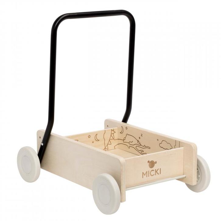 Micki Premium houten loopwagen (blank) (Poppenhuizen), Kinderen en Baby's, Speelgoed | Poppenhuizen, Nieuw, Ophalen of Verzenden