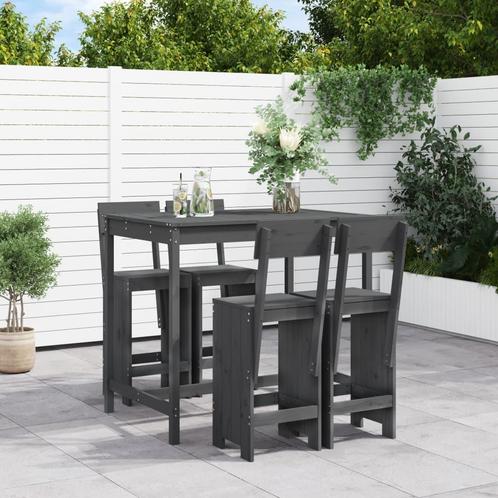 vidaXL 5-delige Tuinbarset massief grenenhout grijs, Tuin en Terras, Tuinsets en Loungesets, Nieuw, 5 zitplaatsen, Verzenden