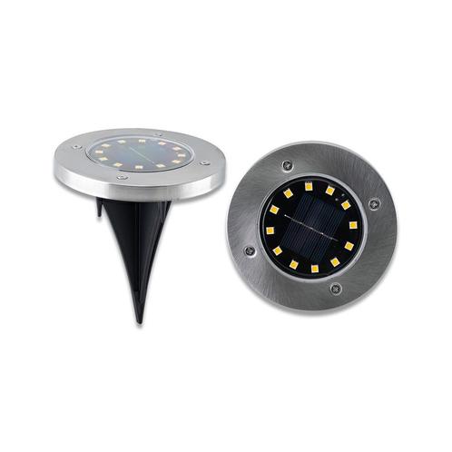 Ledisons Solar grondspot Saturn RVS set 2 stuks, Huis en Inrichting, Lampen | Spots