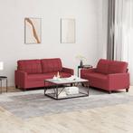 vidaXL 2-delige Loungeset met kussens kunstleer wijnrood, Huis en Inrichting, Banken | Bankstellen, Verzenden, 150 tot 200 cm