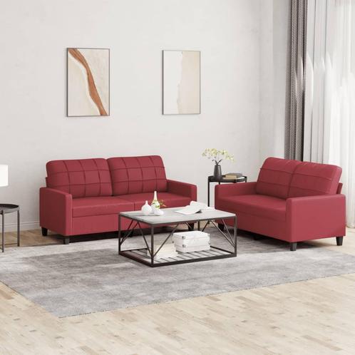 vidaXL 2-delige Loungeset met kussens kunstleer wijnrood, Huis en Inrichting, Banken | Bankstellen, Nieuw, 150 tot 200 cm, Leer
