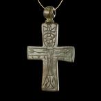 Byzantijns Brons Cross pendant, Antiek en Kunst