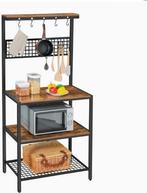 VASAGLE Keukenkast-Keukenplank-84 x 40 x 170 cm, Ophalen, Bruin, 100 tot 150 cm, Nieuw