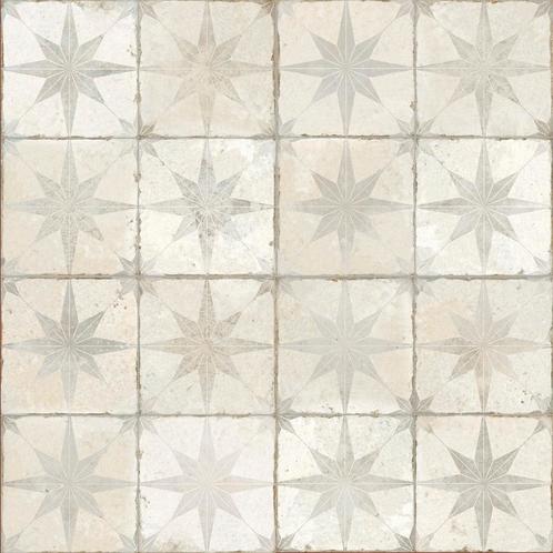 Vloertegel fs star w white wit 45x45cm 4 in 1 vloertegel, Doe-het-zelf en Verbouw, Tegels, Vloertegels, Nieuw, 10 m² of meer, Keramiek