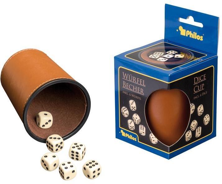 Dobbelbeker Kunstleer (incl. 6 dobbelstenen) | Philos -, Hobby en Vrije tijd, Gezelschapsspellen | Bordspellen, Nieuw, Verzenden