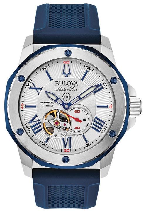 Bulova 98A225 Marine Star automatisch horloge 45 mm, Sieraden, Tassen en Uiterlijk, Horloges | Heren, Kunststof, Nieuw, Staal