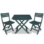 vidaXL 3-delige Bistroset inklapbaar kunststof groen, Tuin en Terras, Tuinsets en Loungesets, Verzenden, Nieuw, Textileen, 3 zitplaatsen