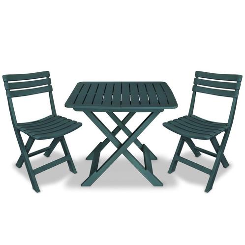 vidaXL 3-delige Bistroset inklapbaar kunststof groen, Tuin en Terras, Tuinsets en Loungesets, Nieuw, 3 zitplaatsen, Textileen