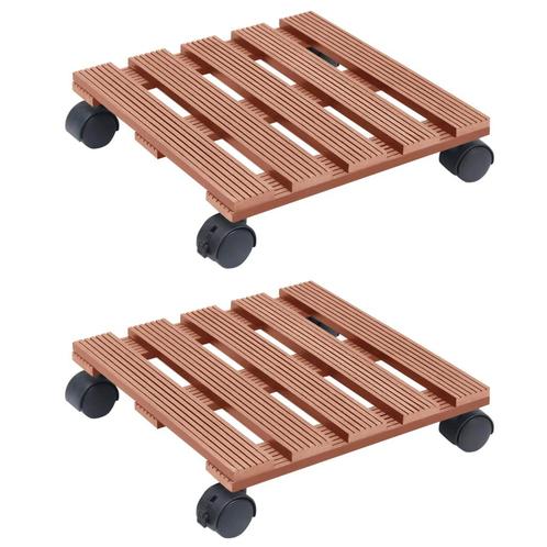 Plantentrolleys 2 st 30x30x7,5 cm HKC bruin (Tuinieren), Tuin en Terras, Overige Tuin en Terras, Nieuw, Verzenden