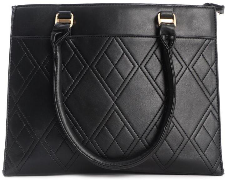 Zwarte PU leren ToteBag - zwart - mooi en geruit, Sieraden, Tassen en Uiterlijk, Tassen | Damestassen, Verzenden