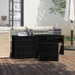 3-delige Tuinboxset massief grenenhout zwart, Tuin en Terras, Tuinhuizen, Nieuw, Verzenden