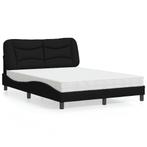 vidaXL Bed met matras stof zwart 140x190 cm, Verzenden, Zwart, Stof, Nieuw