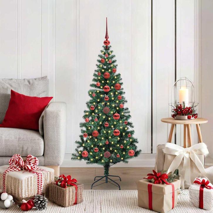 vidaXL Kunstmatig Voorverlicht Kerstboom Groen 120 cm PVC en, Diversen, Kerst, Nieuw, Verzenden