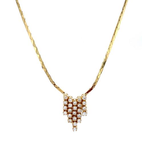 Gouden choker met diamant 42 cm 18 karaat, Sieraden, Tassen en Uiterlijk, Kettingen, Wit, Zo goed als nieuw, Goud, Verzenden