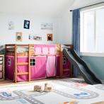 vidaXL Kinderhoogslaper met gordijnen 80x200 cm grenenhout, Huis en Inrichting, Slaapkamer | Bedden, Eenpersoons, Verzenden, Nieuw