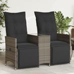 vidaXL Tuinbank 2-zits verstelbaar met tafel poly rattan, Verzenden, Nieuw, Rotan