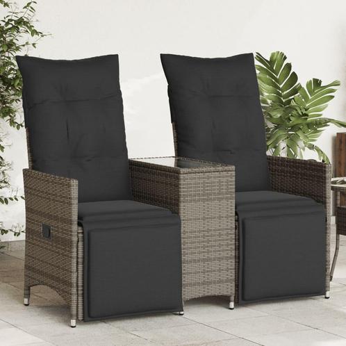 vidaXL Tuinbank 2-zits verstelbaar met tafel poly rattan, Tuin en Terras, Tuinsets en Loungesets, Nieuw, Rotan, Verzenden
