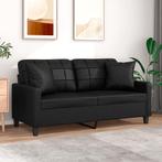 vidaXL Tweezitsbank met sierkussens 140 cm kunstleer zwart, Huis en Inrichting, Banken | Bankstellen, Verzenden, 150 tot 200 cm