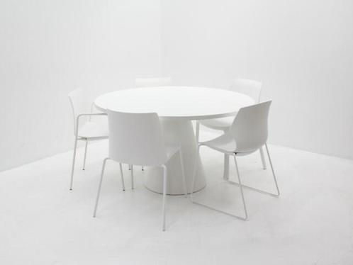 Vergader- kantinetafel - Ø129cm - wit - kegel onderstel wit, Huis en Inrichting, Tafels | Eettafels, Gebruikt, Ophalen of Verzenden