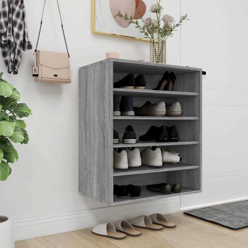 vidaXL Schoenenkast 60x35x70 cm bewerkt hout grijs sonoma, Huis en Inrichting, Kasten | Schoenenrekken, Nieuw, Verzenden