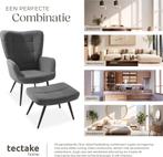 tectake® Oorfauteuil met Hocker – Scandinavische Teddy Boucl, Verzenden, Zo goed als nieuw