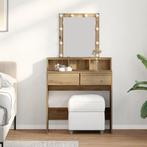 vidaXL Kaptafel met spiegel en LEDs bewerkt hout artisanaal, Verzenden, Nieuw