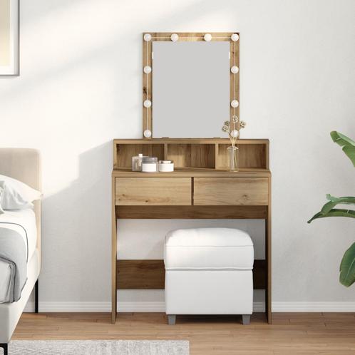 vidaXL Kaptafel met spiegel en LEDs bewerkt hout artisanaal, Huis en Inrichting, Tafels | Kaptafels, Nieuw, Verzenden
